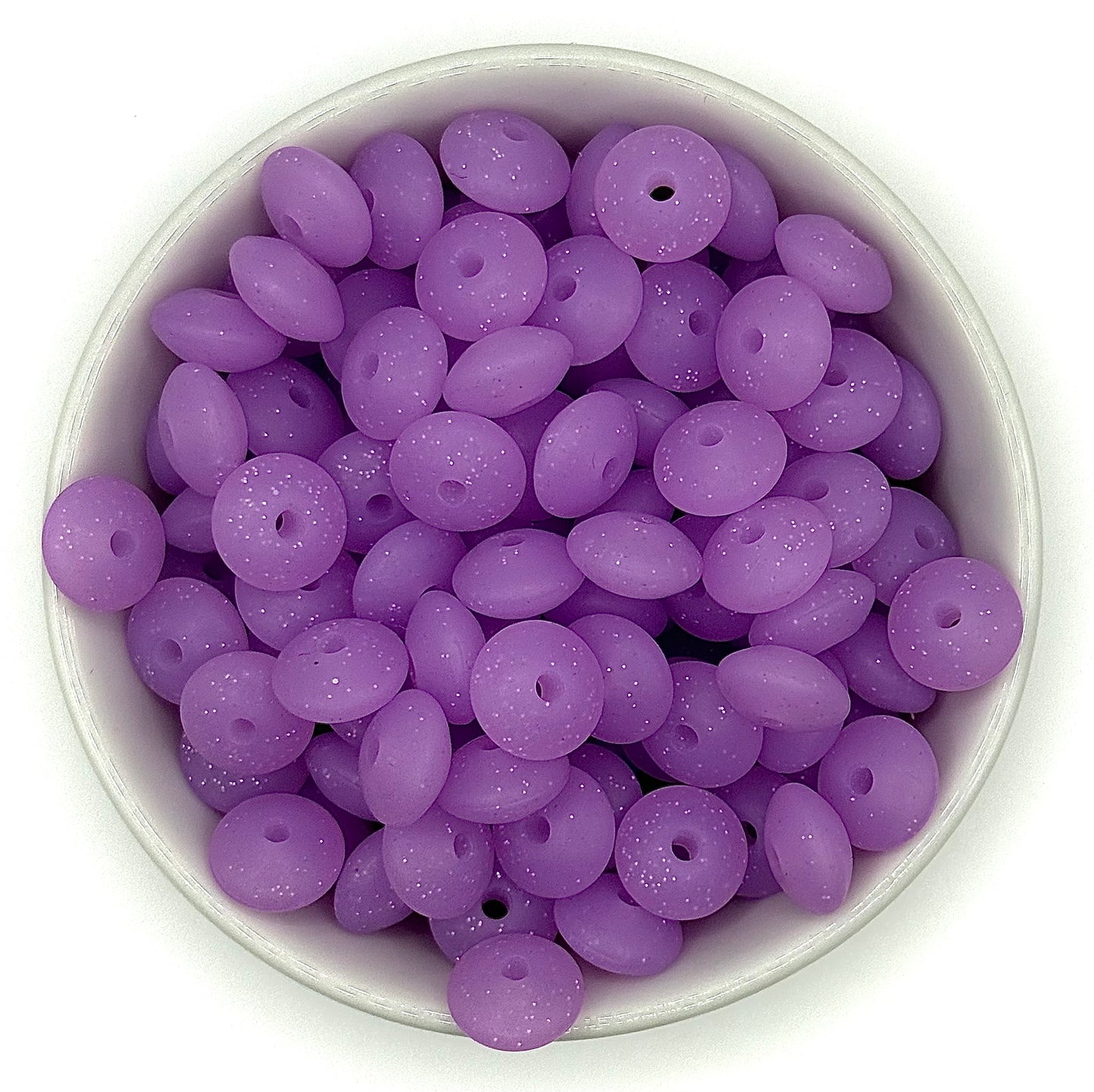 Glitter Lentil Spacer 12mm | Silicone Spacer Beads