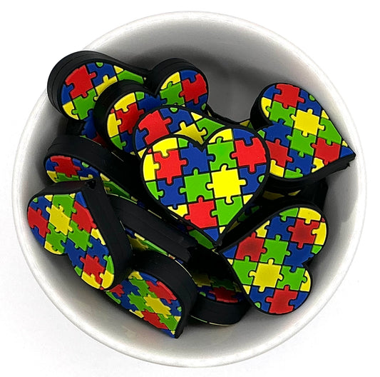 Autism Awareness Puzzle Heart💙 | Silicone Focal Beads