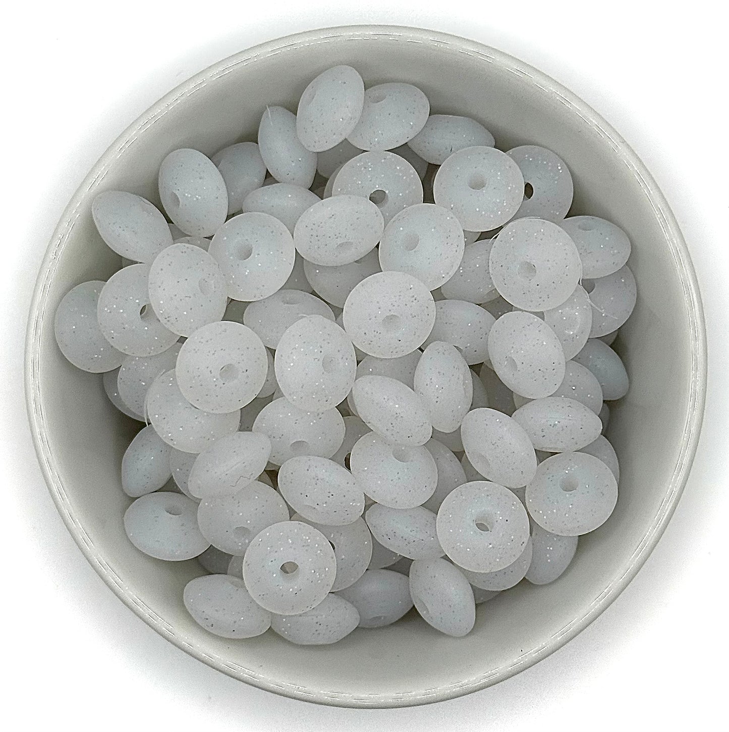 Glitter Lentil Spacer 12mm | Silicone Spacer Beads