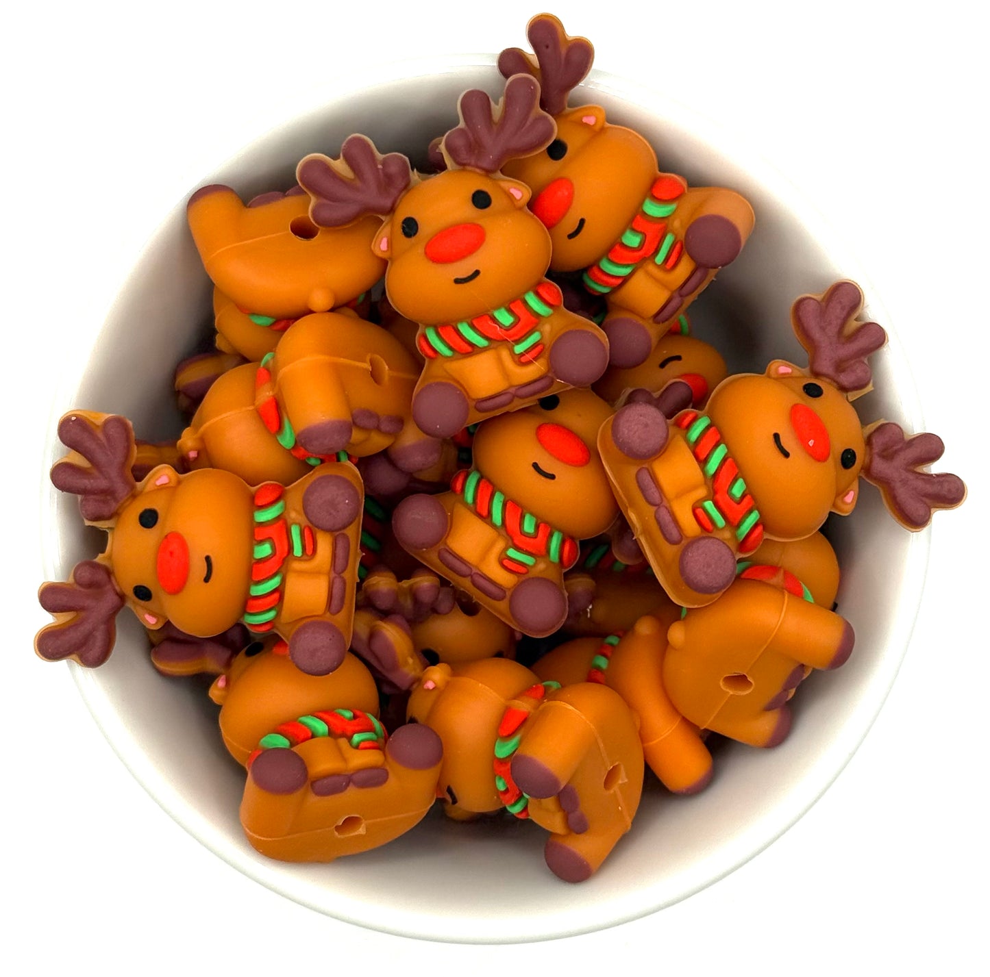 Rudolph Reindeer | 3D Silicone Focal Bead