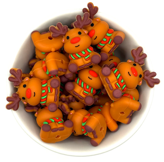 Rudolph Reindeer | 3D Silicone Focal Bead