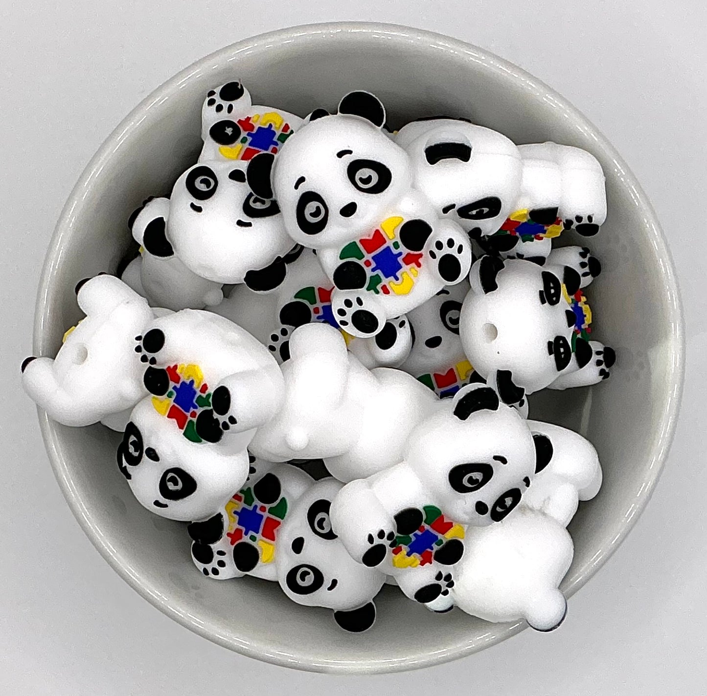 Autism Awareness Panda 3D | Silicone Focal Beads