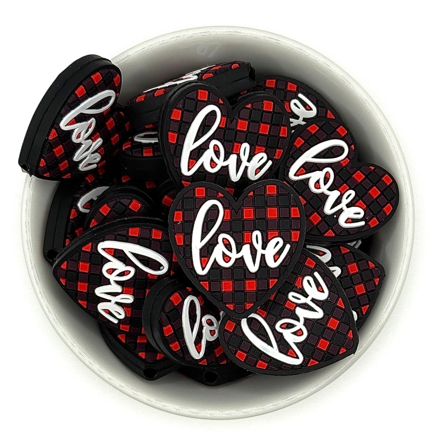 Love Heart in check | Silicone Focal Bead