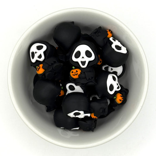 Pumpkin Ghostface | 3D Silicone Focal Bead