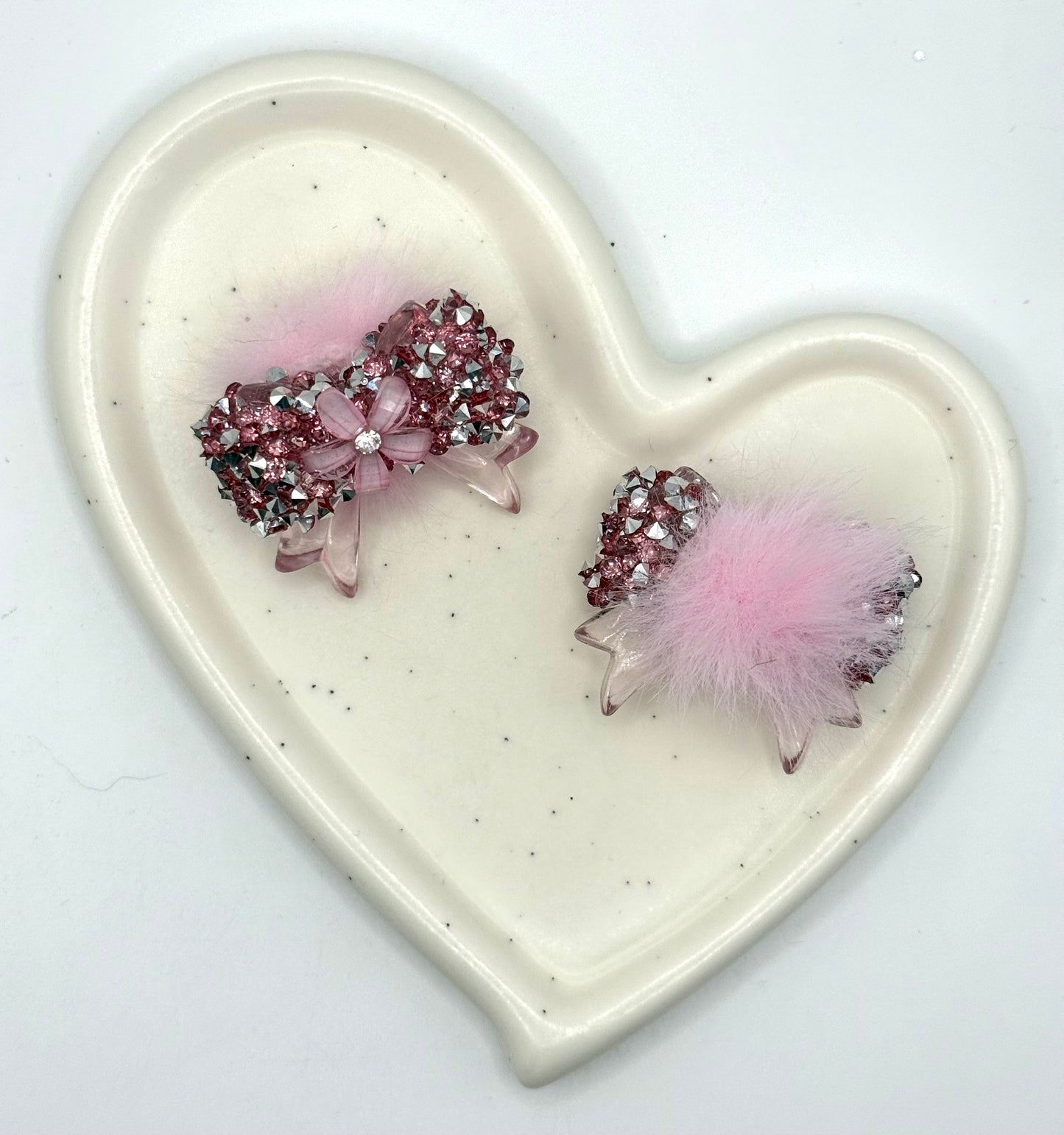 Glittery & Fuzzy Bow | Acrylic Focal Bead
