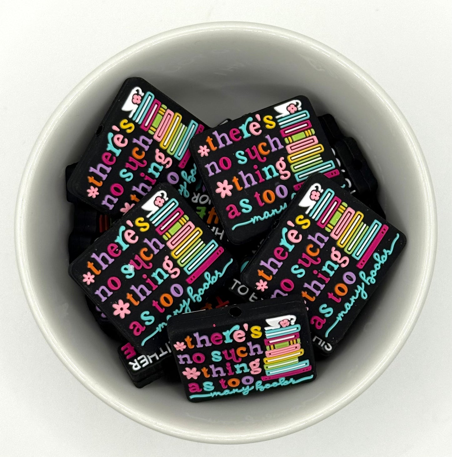 There’s No Such Thing as Too Many Books | Silicone Focal Beads