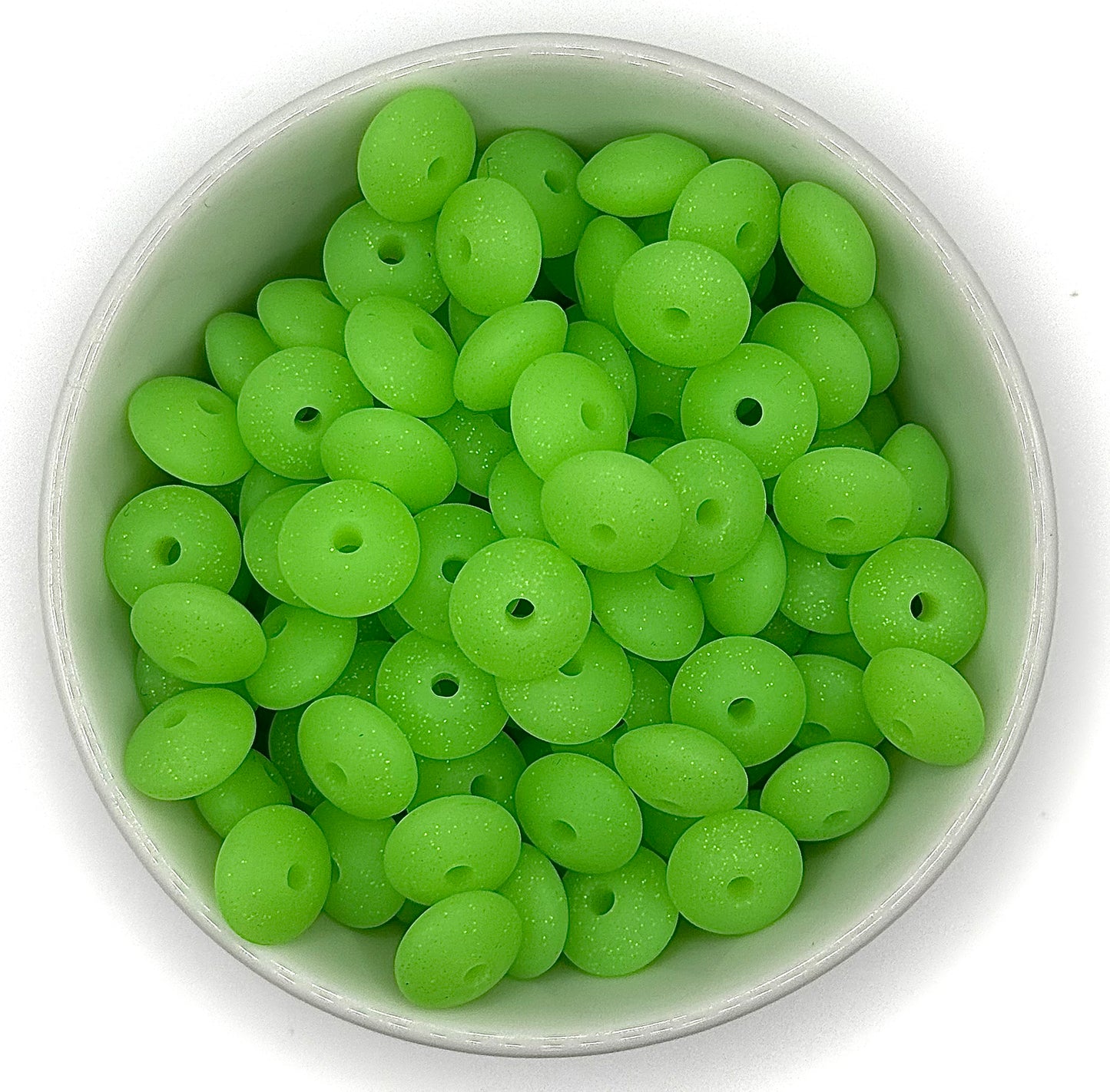 Glitter Lentil Spacer 12mm | Silicone Spacer Beads