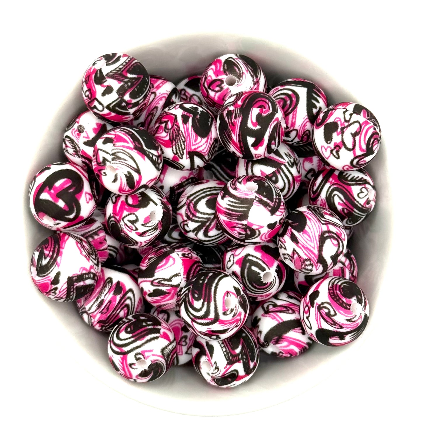 Printed 15mm Silicone Bead | Silicone Printed Beads