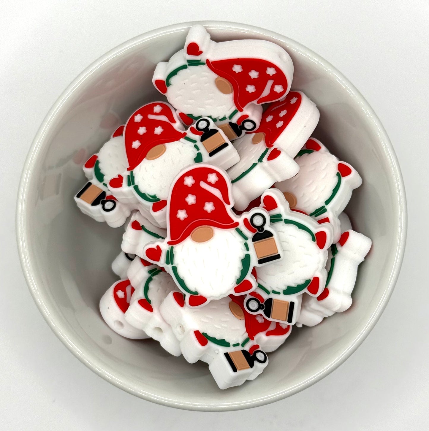Festive Gnome W/Lantern | Silicone Focal Bead