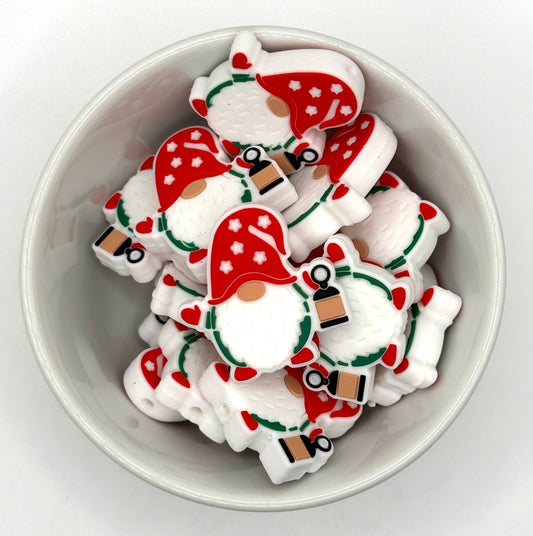 Festive Gnome W/Lantern | Silicone Focal Bead
