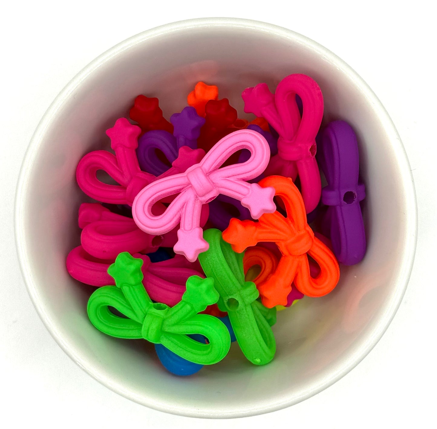 Neon Starstruck Ribbon Bows | 5 Pack | Acrylic Focal Beads