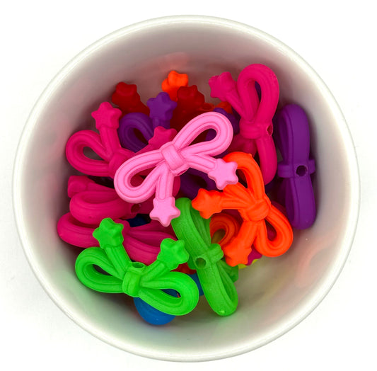 Neon Starstruck Ribbon Bows | 5 Pack | Acrylic Focal Beads