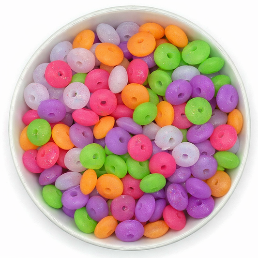 Glitter Lentil Spacer 12mm | Silicone Spacer Beads
